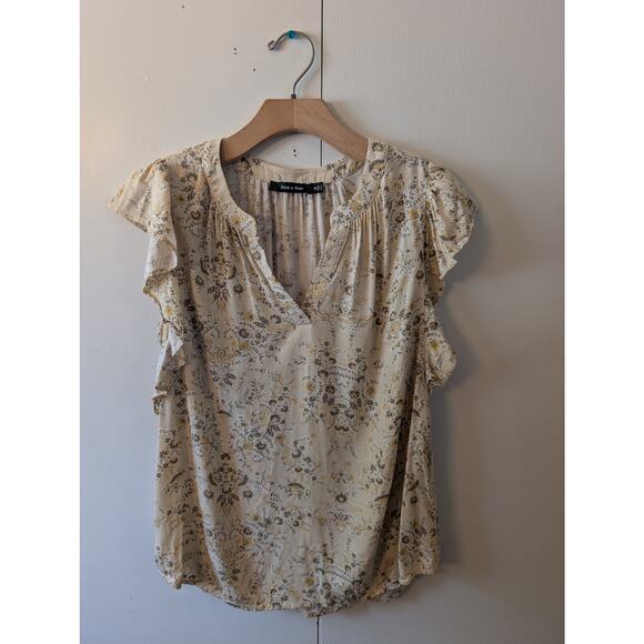 Doe & Rae Cream Floral V Neck Blouse - Picture 7 of 9
